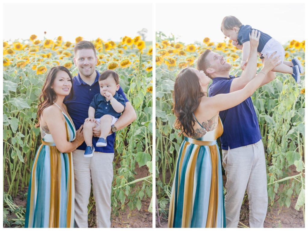 Summer Sunflower Family Photos Frederick MD - man and woman holding toddler