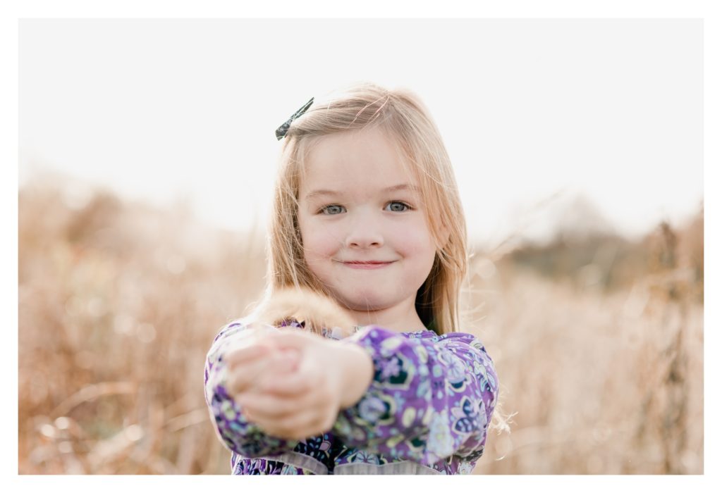 Fall Family/Lifestyle Photography Antietam MD - photo shoot little girl smiling holding wild grasses