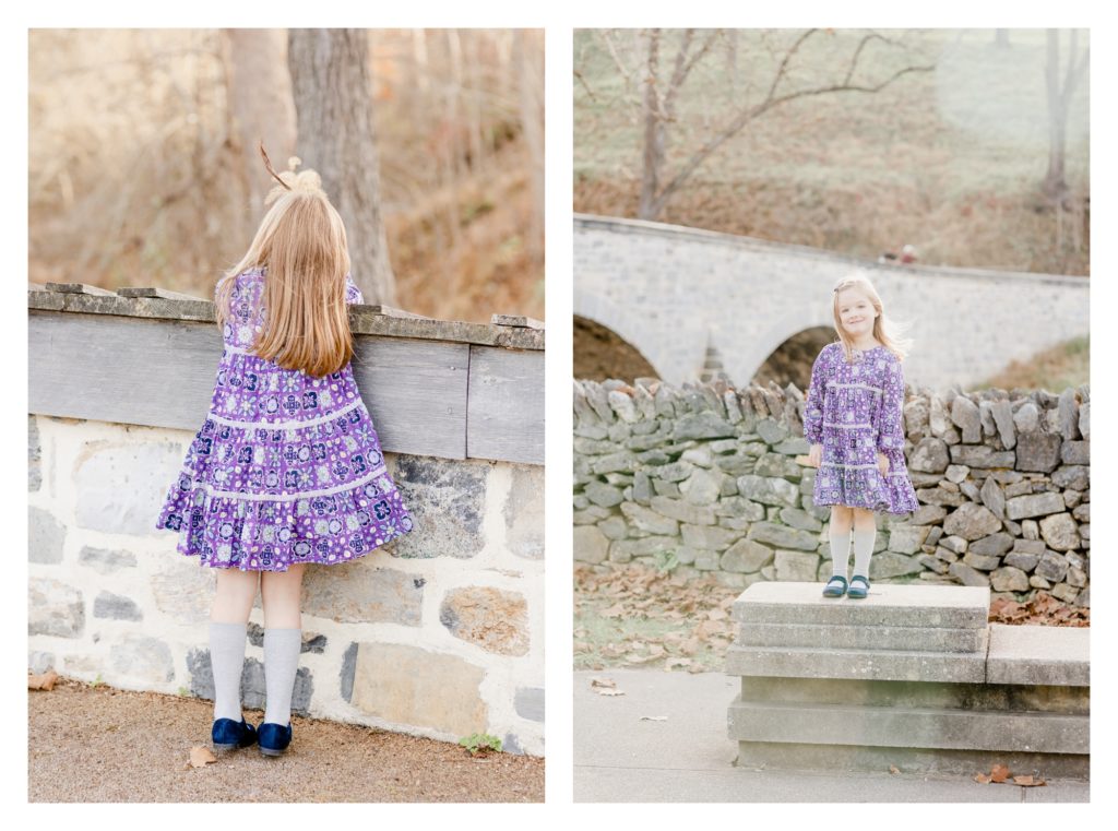 Fall Family/Lifestyle Photography Antietam MD - photo shoot little girl at Antietam Battlefield Burnside Bridge