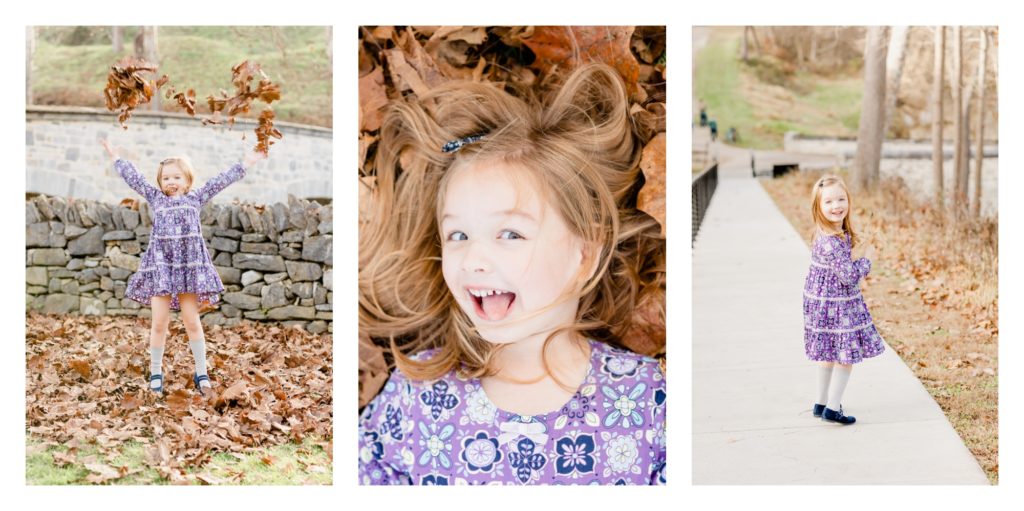 Fall Family/Lifestyle Photography Antietam MD - photo shoot little girl with leaves and silly poses