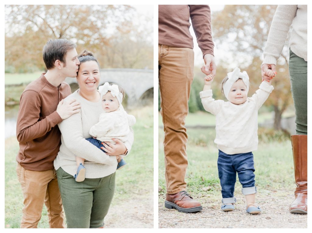 Fall Family Photos Antietam Maryland - couple with baby girl at Burnside Bridge