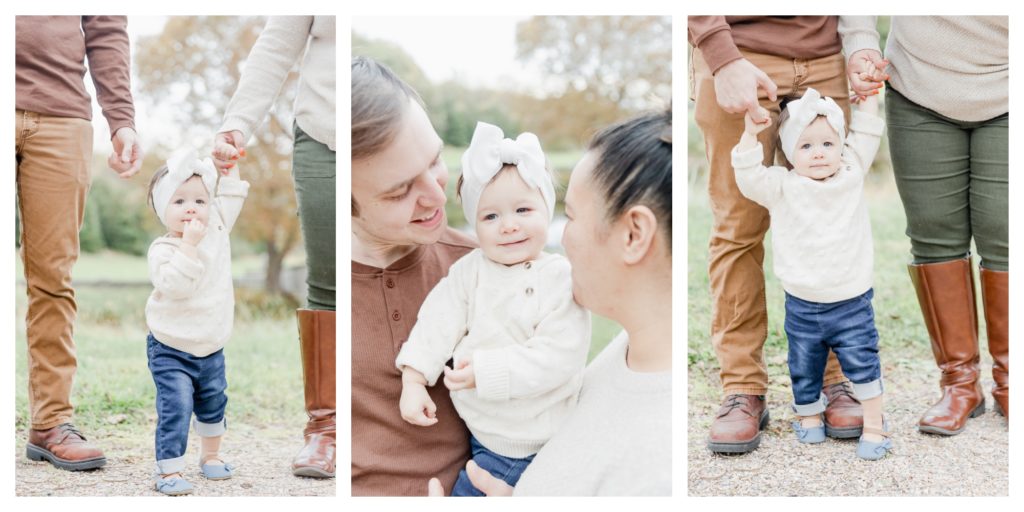 Fall Family Photos Antietam Maryland - baby girl smiling with mom and dad