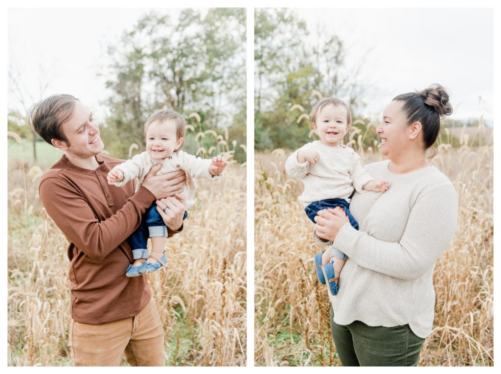 Fall Family Photos Antietam Maryland - father with baby girl and mother with baby girl
