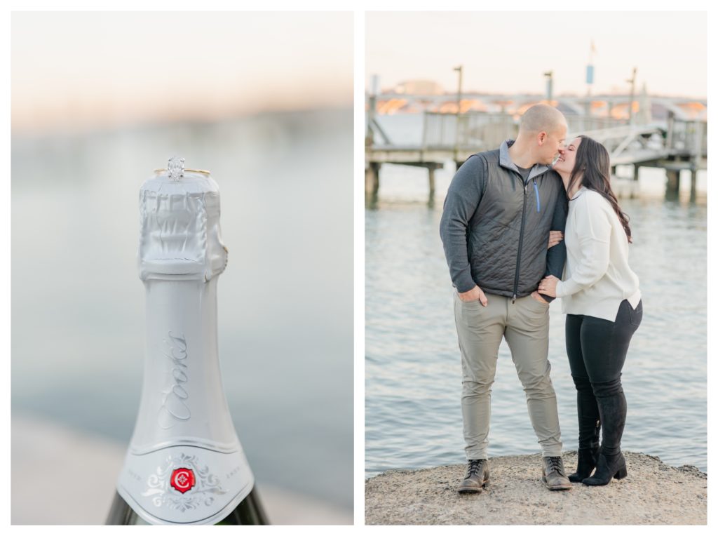 Winter Engagement Photos Alexandria VA Waterfront - engaged couple and ring