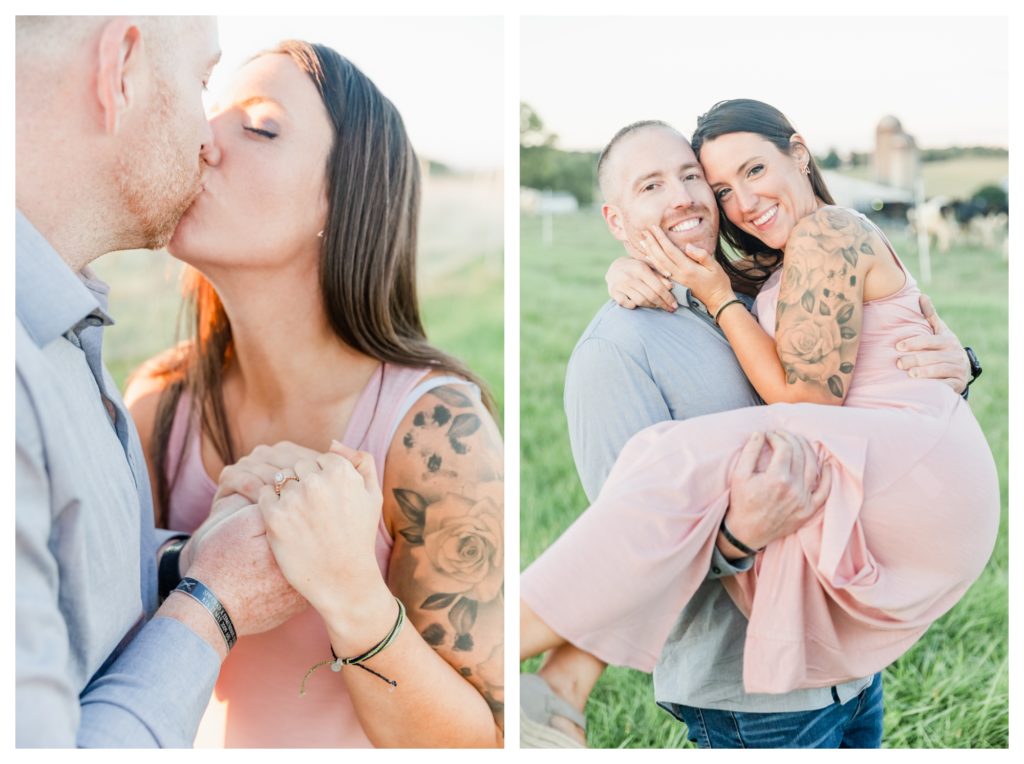 Autumn Vineyard Engagement Session - couple embracing and kissing