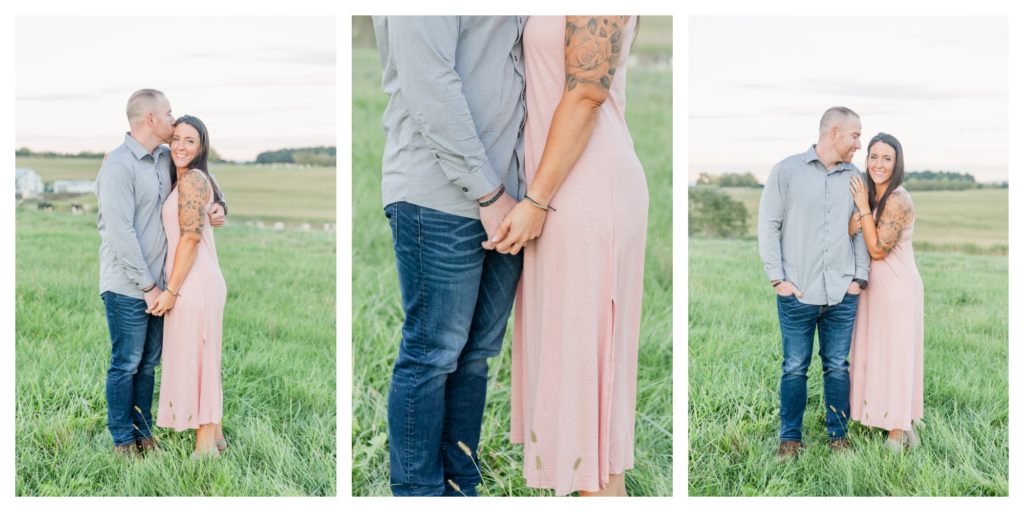 Autumn Vineyard Engagement Session - man and woman holding hands in a field