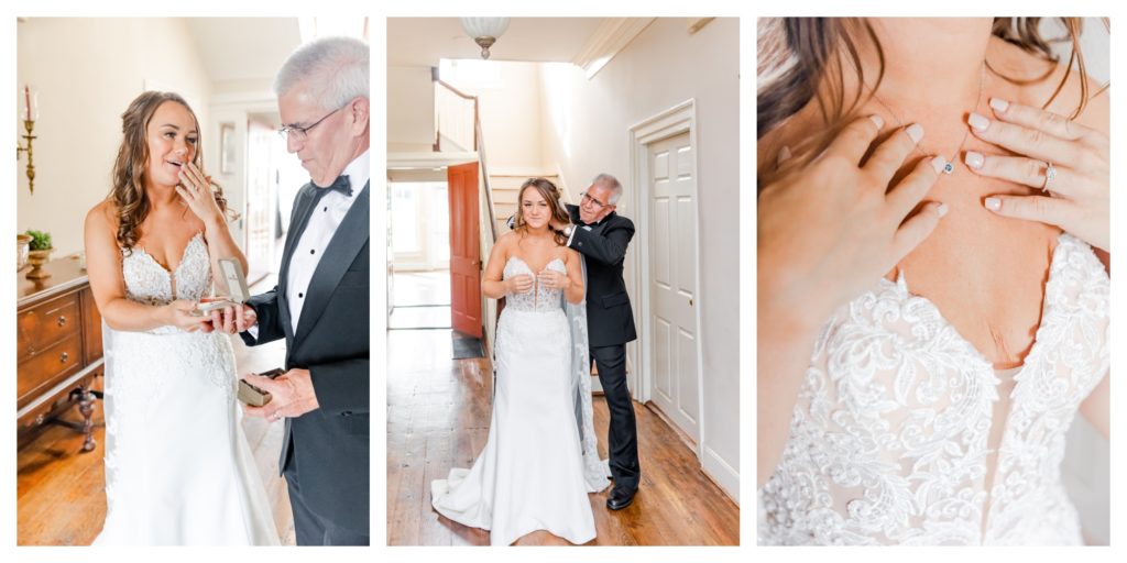 Elegant Springfield Manor Wedding Photography - father giving bride a gift