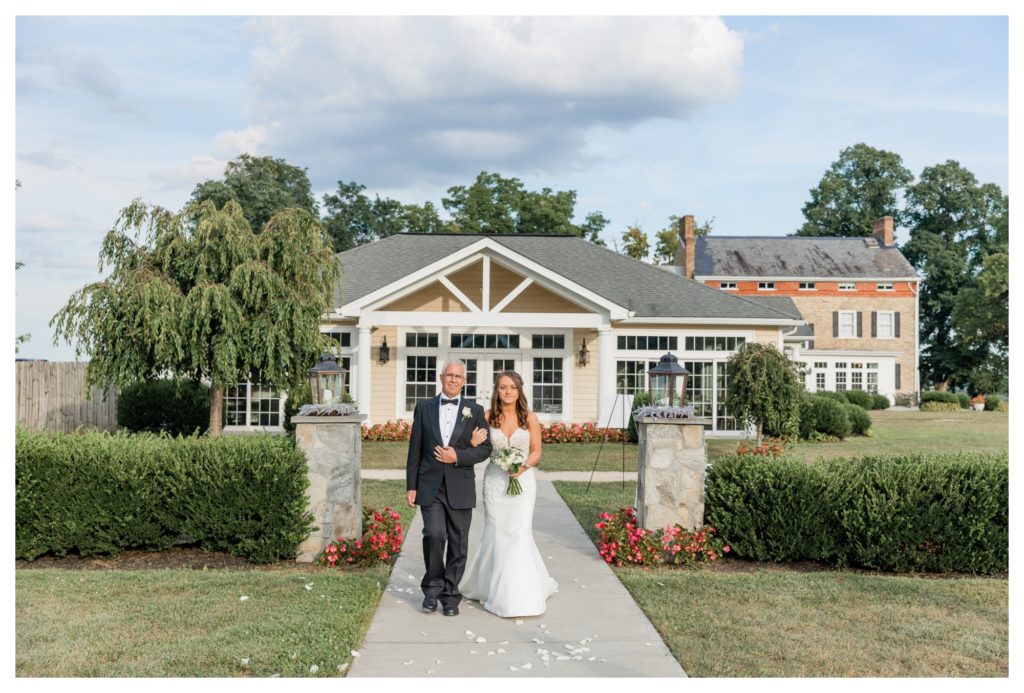 Elegant Springfield Manor Wedding Photography - bride and father walking down the aisle
