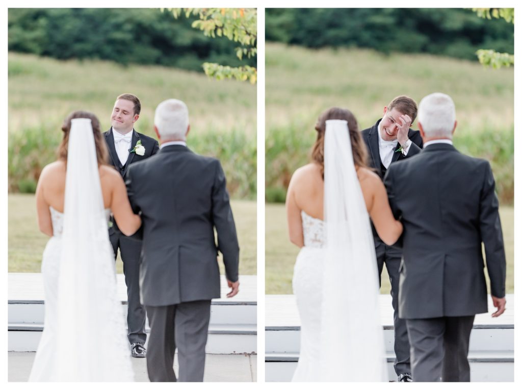 Elegant Springfield Manor Wedding Photography - groom seeing bride for the first time