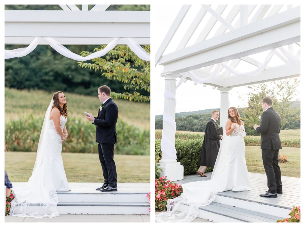 Elegant Springfield Manor Wedding Photography - groom reading vows
