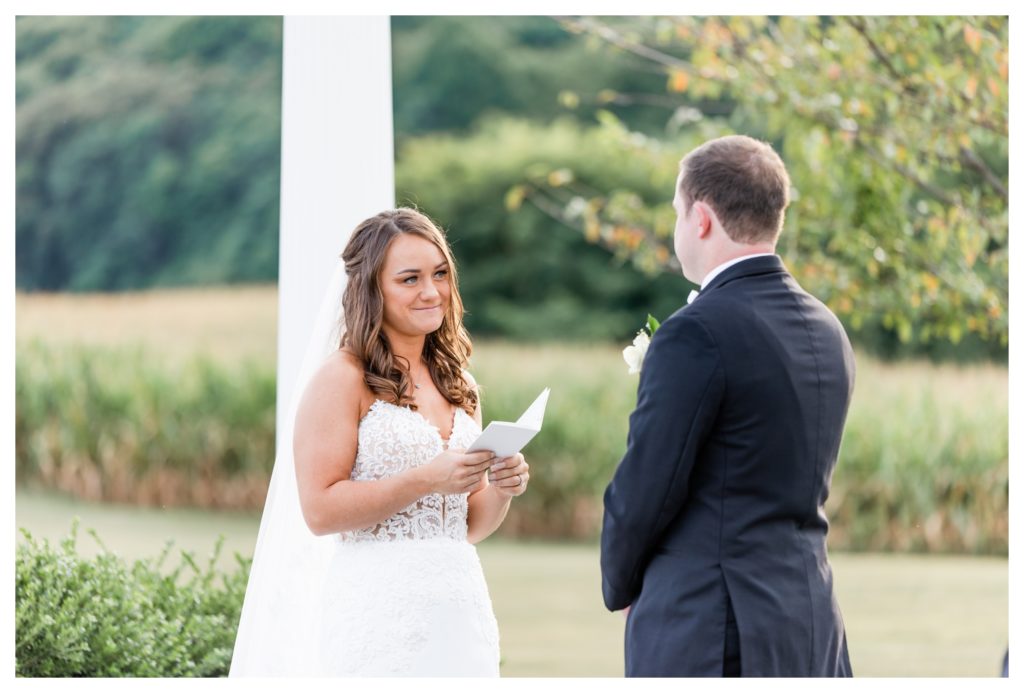 Elegant Springfield Manor Wedding Photography - bride reading vows