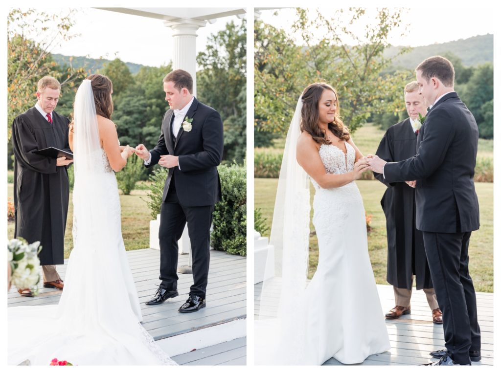 Elegant Springfield Manor Wedding Photography - ceremony exchanging rings