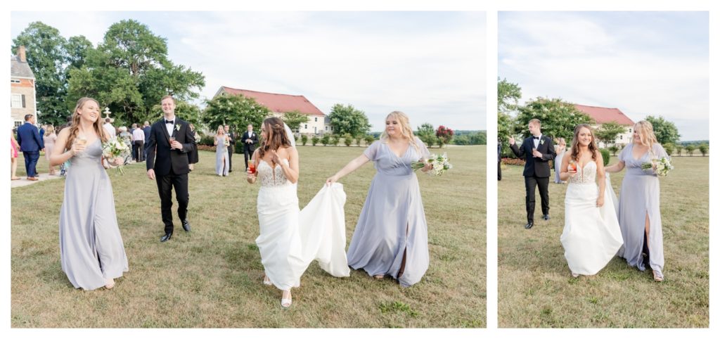 Elegant Springfield Manor Wedding Photography - bridal party walking
