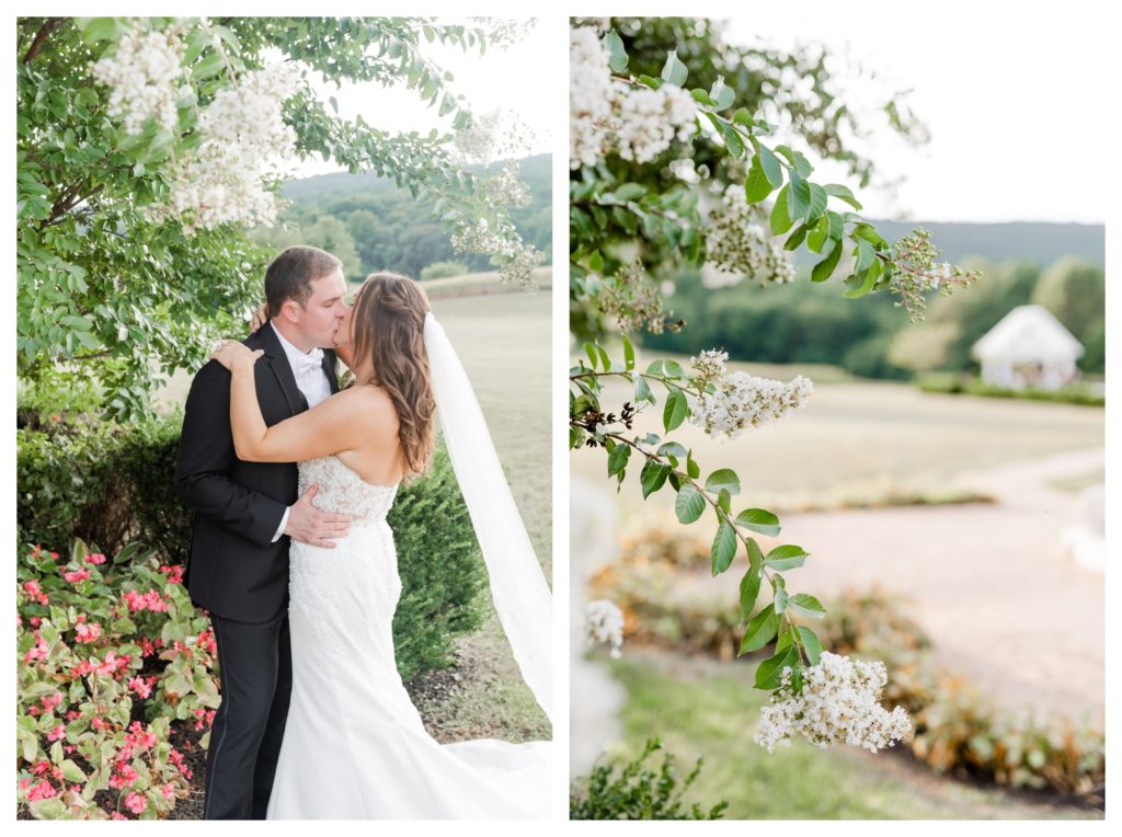 Elegant Springfield Manor Wedding Photography - couple portrait in beautiful flower garden