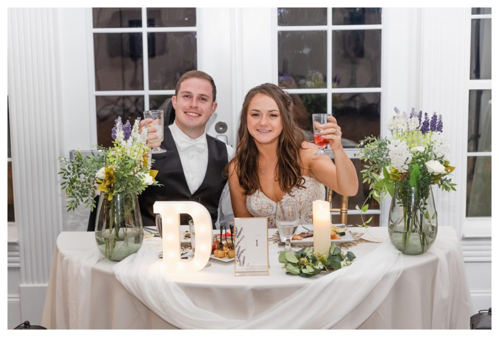 Elegant Springfield Manor Wedding Photography - bride and groom dinner table